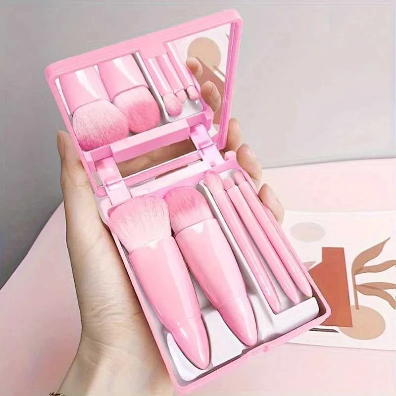 5Pcs Portable Makeup Brush Set With Mirror - Foldable Travel Kit ,Mini Makeup Brush Set Travel Makeup Brush Set Éditions Traditions & Modernité Inc. 185979891;20260611;1781193454rKqfW