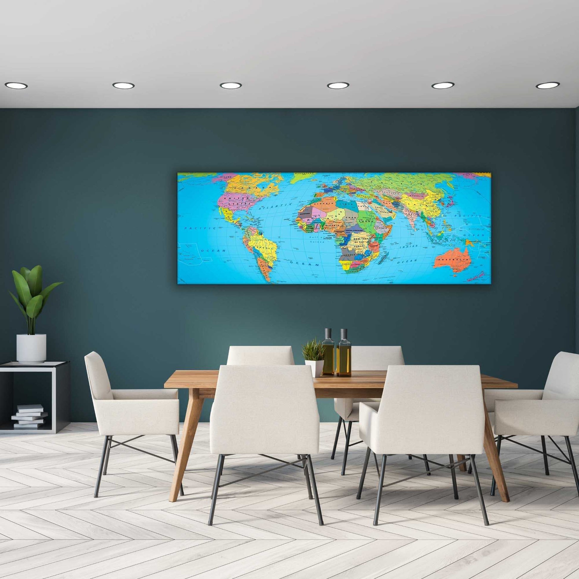 Canvas World Map 72" x 24" Ready to hang canvas wall decor Posters, Prints, & Visual Artwork Éditions Traditions & Modernité Inc. 7224-122