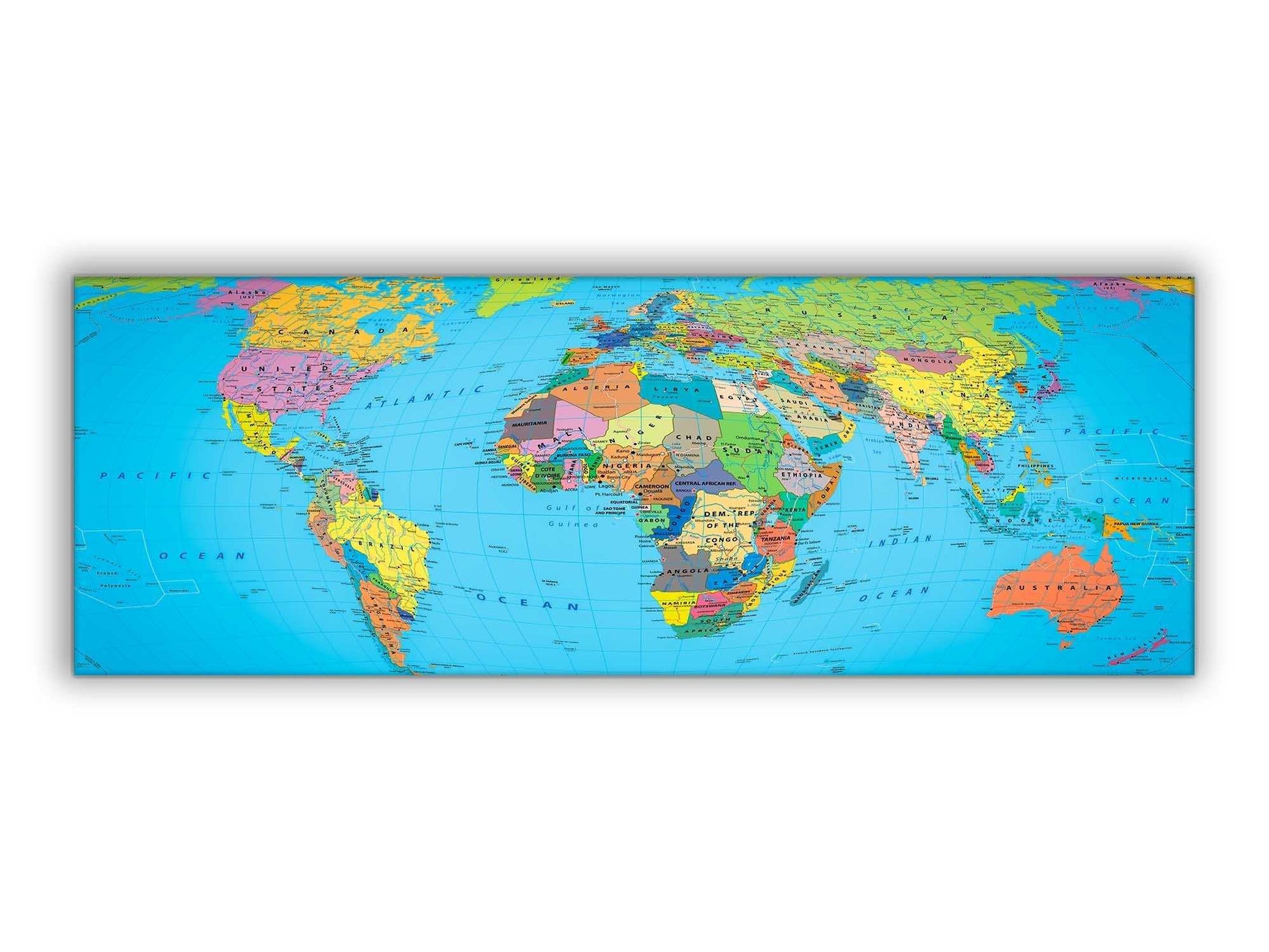 Canvas World Map 72" x 24" Ready to hang canvas wall decor Posters, Prints, & Visual Artwork Éditions Traditions & Modernité Inc. 7224-122