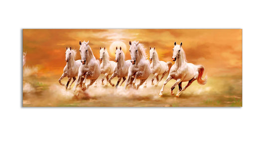 7 Horses and Sunshine-Wall Decor- Wildlife Canvas Art - Gold varnish Wall decor Éditions Traditions & Modernité Inc. 7224-128