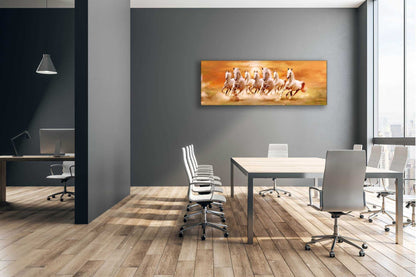 7 Horses and Sunshine-Wall Decor- Wildlife Canvas Art - Gold varnish Wall decor Éditions Traditions & Modernité Inc. 7224-128
