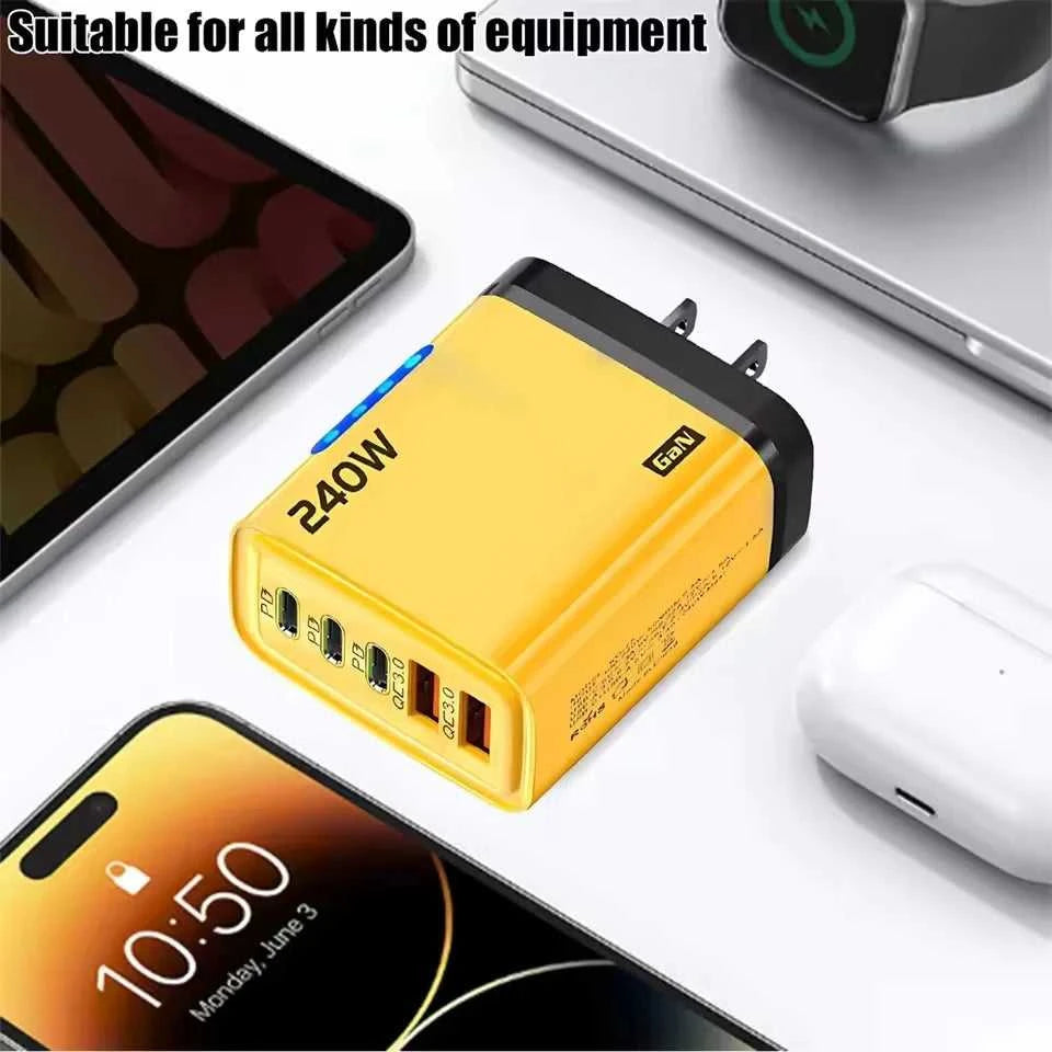 240W GaN 5 in 1 Fast Charging Phone Charger USB C Charger Power Adapter Type C EU/US Plug Wall Charger For iPhone Samsung Xiaomi Éditions Traditions & Modernité Inc. 185980705;20260611;1781193668S8OPR