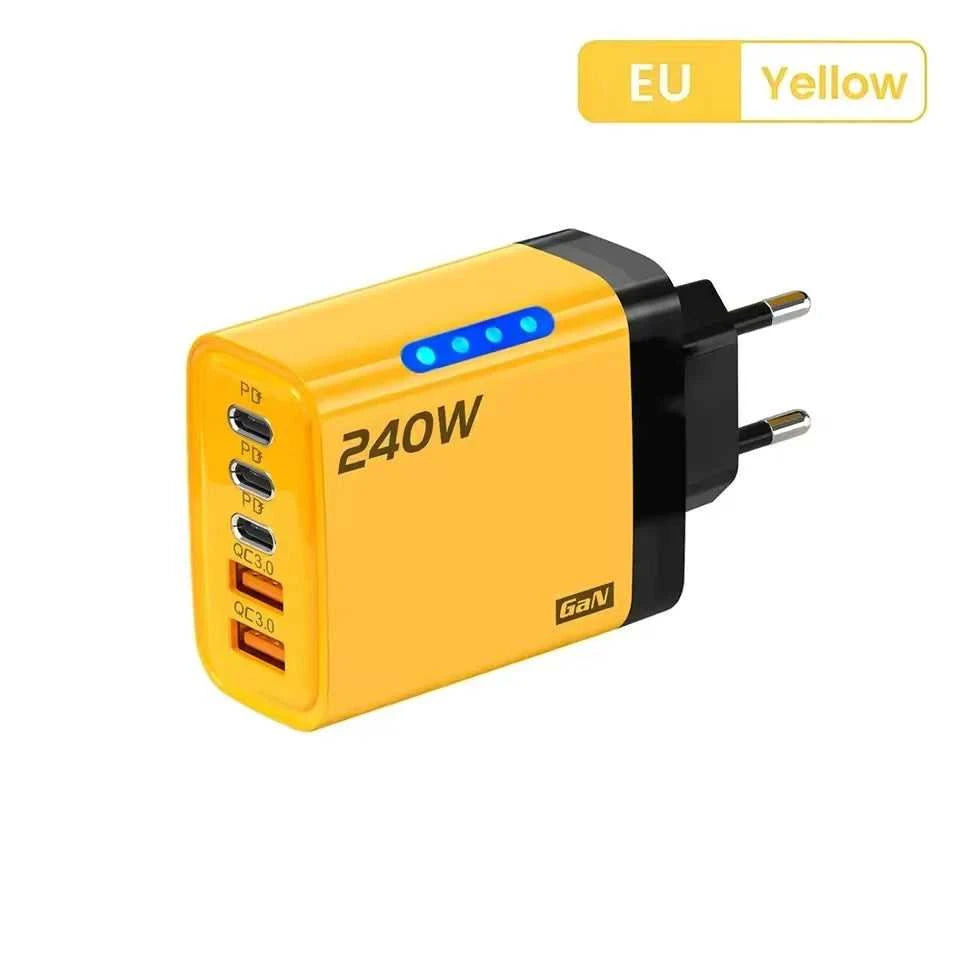 240W GaN 5 in 1 Fast Charging Phone Charger USB C Charger Power Adapter Type C EU/US Plug Wall Charger For iPhone Samsung Xiaomi Éditions Traditions & Modernité Inc. 185980705;20260611;1781193668S8OPR