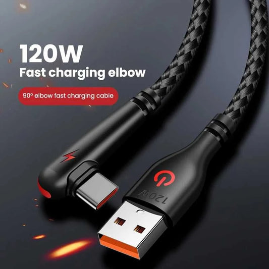 120W USB To Type-C Cable 90 Degree Elbow Mobile Phone Fast Charging For Huawei Mate 40 30 Xiaomi Samsung Phone Charging Cord Éditions Traditions & Modernité Inc. 186225164;20260617;1781705800eBYMC