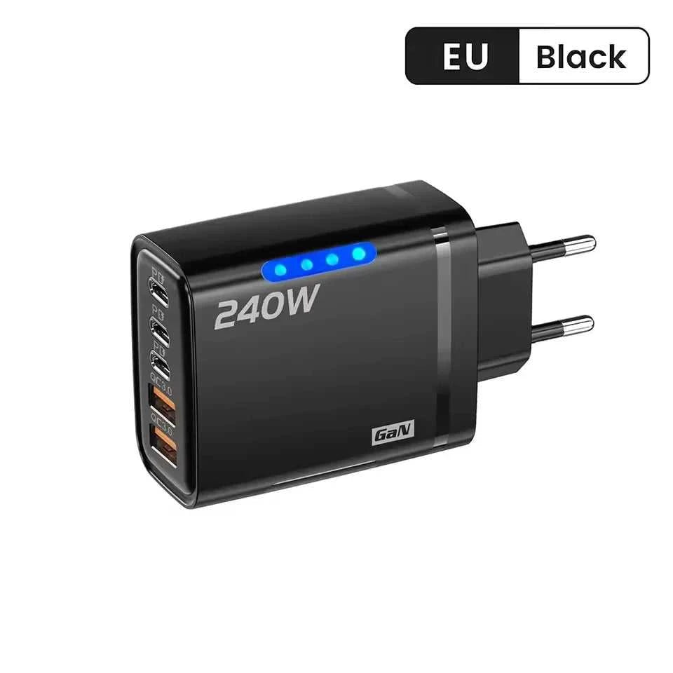 240W GaN 5 in 1 Fast Charging Phone Charger USB C Charger Power Adapter Type C EU/US Plug Wall Charger For iPhone Samsung Xiaomi Éditions Traditions & Modernité Inc. 185980705;20260611;1781193668S8OPR