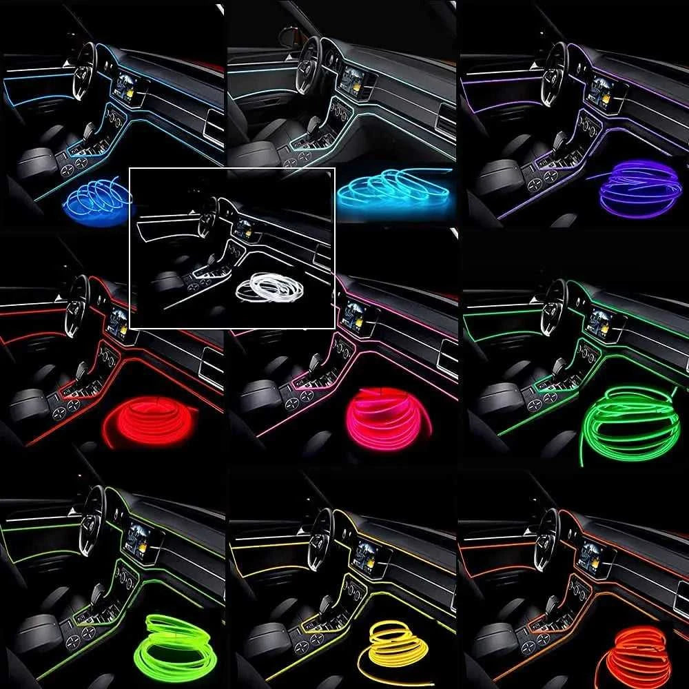 5M Car Interior Led Strip Light Neon EL Wiring Decorative Lamp For Auto DIY Flexible Ambient Light USB Party Atmosphere Diode Éditions Traditions & Modernité Inc. 185980771;20260611;17811936802Q9V3