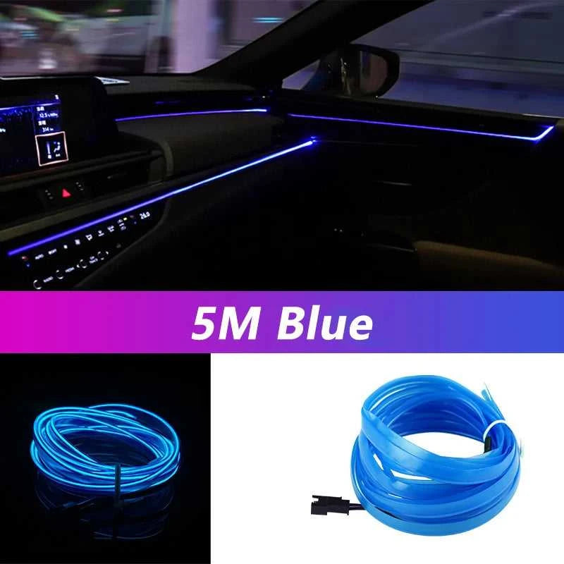 5M Car Interior Led Strip Light Neon EL Wiring Decorative Lamp For Auto DIY Flexible Ambient Light USB Party Atmosphere Diode Éditions Traditions & Modernité Inc. 185980771;20260611;17811936802Q9V3