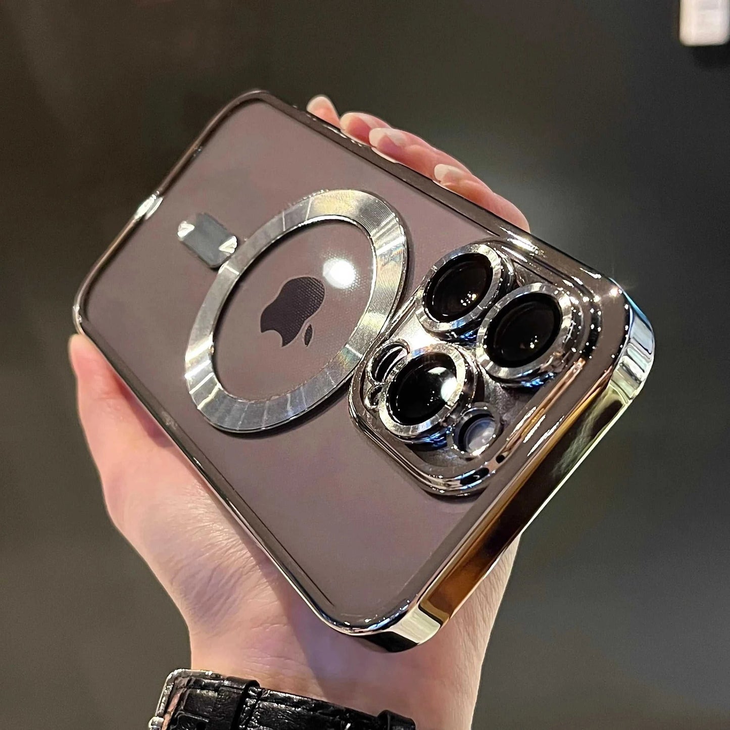 Luxury Magnetic Plating Clear Case For Magsafe Wireless Charging iPhone 11 12 13 14 15 16 17 Pro Max Air Plus Shockproof Cover