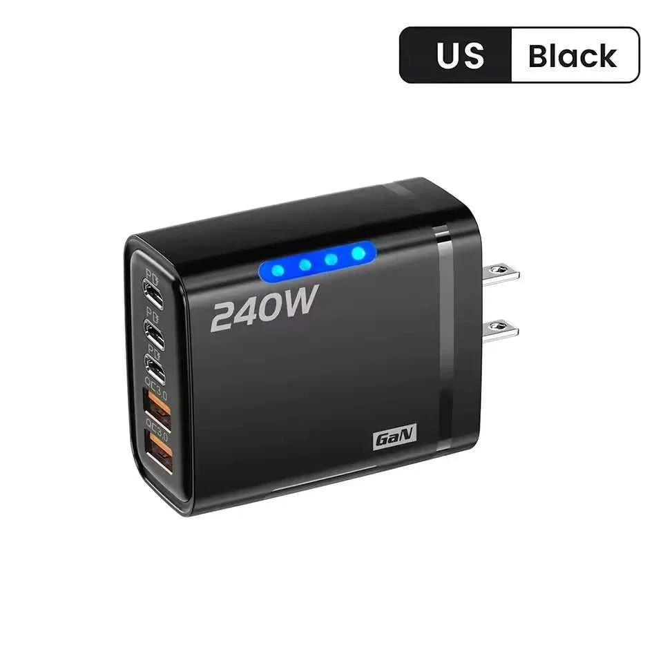 240W GaN 5 in 1 Fast Charging Phone Charger USB C Charger Power Adapter Type C EU/US Plug Wall Charger For iPhone Samsung Xiaomi Éditions Traditions & Modernité Inc. 185980705;20260611;1781193668S8OPR