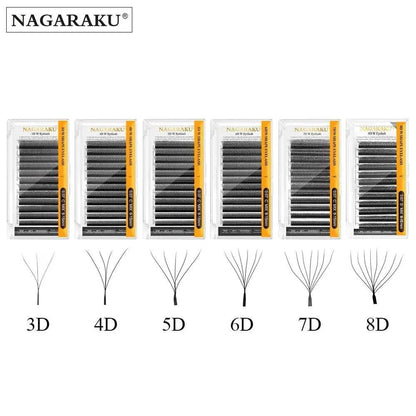 NAGARAKU Automatic Flowering W Shape Bloom 3D 4D 5D 6D 7D 8D Premade Fans Speed Eyelash Extensions Natural Soft Light Full Dense Éditions Traditions & Modernité Inc. 185979803;20260611;1781193416RAiUn