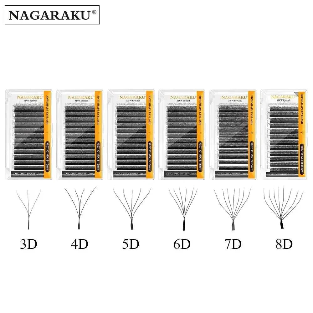 NAGARAKU Automatic Flowering W Shape Bloom 3D 4D 5D 6D 7D 8D Premade Fans Speed Eyelash Extensions Natural Soft Light Full Dense Éditions Traditions & Modernité Inc. 186727809;20260628;1782690558VJlHx