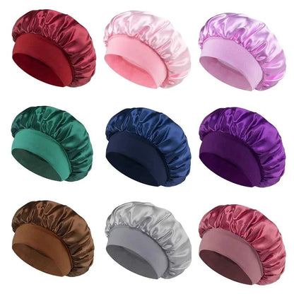 Women Satin Bonnet Hair Bonnet for Sleeping Hair Care Silk Bonnets Solid Wide-brimmed Sleeping Hat with Elastic Soft Band Éditions Traditions & Modernité Inc. 14:771#beige