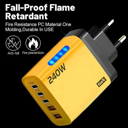 240W GaN 5 in 1 Fast Charging Phone Charger USB C Charger Power Adapter Type C EU/US Plug Wall Charger For iPhone Samsung Xiaomi Éditions Traditions & Modernité Inc. 185980705;20260611;1781193668S8OPR