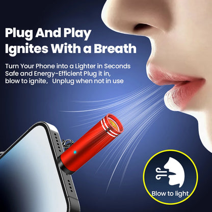 Mini Type C Mobile Phone Cigarette Lighter Air Blowing Cigarette Lighter Outdoor Safety USB C Lighter Adapter For iPhone 17 Pro Éditions Traditions & Modernité Inc. 186728116;20260629;1782691361lCZny