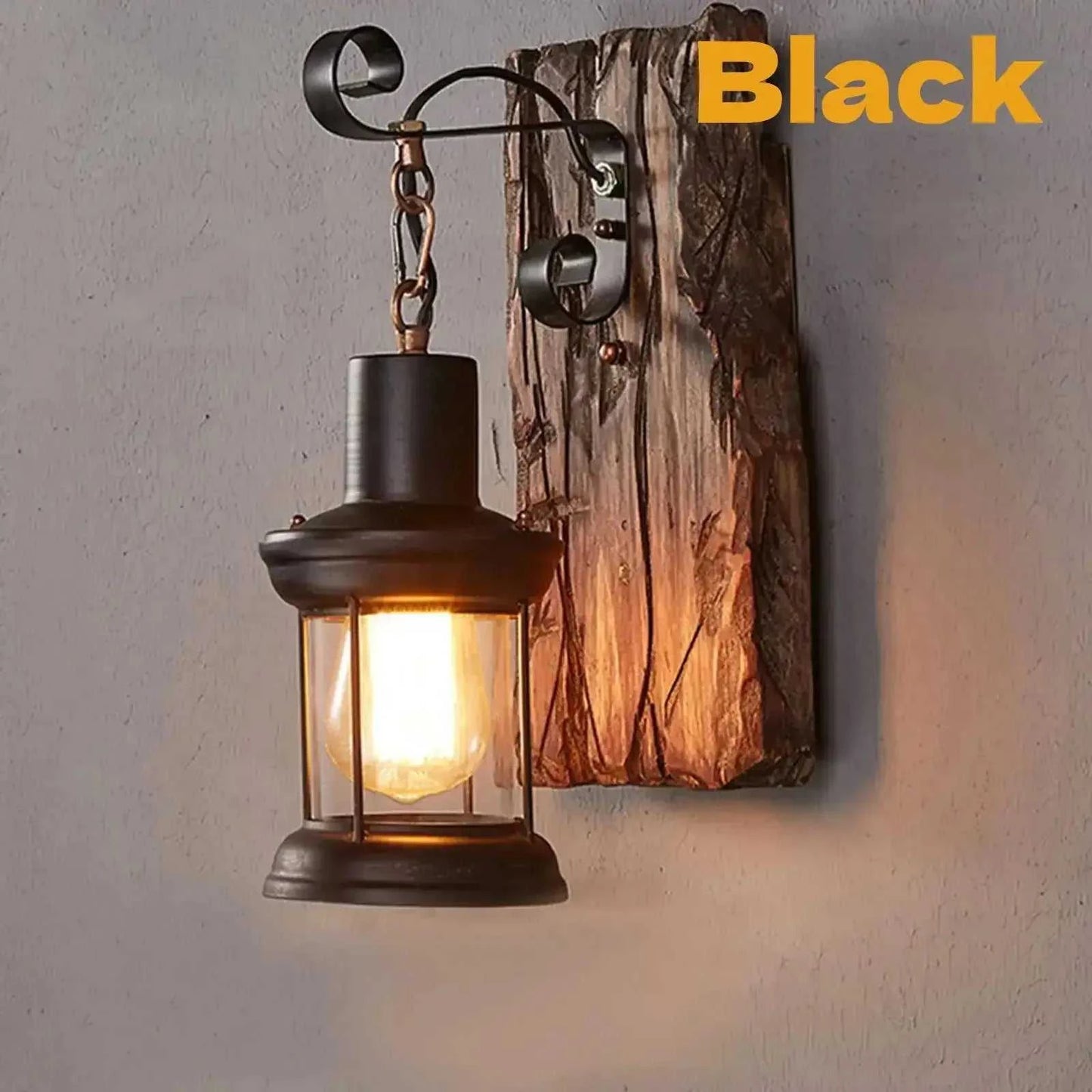 Rustic Wood and Iron Wall Sconce for Warm Lighting