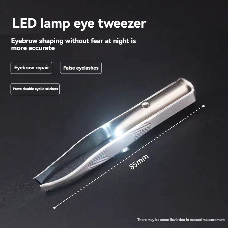 1PC Portable Stainless Steel Eyebrow Tweezer with Smart LED Light - Makeup Removal Tool Éditions Traditions & Modernité Inc. 186728096;20260629;1782691284uhTnM