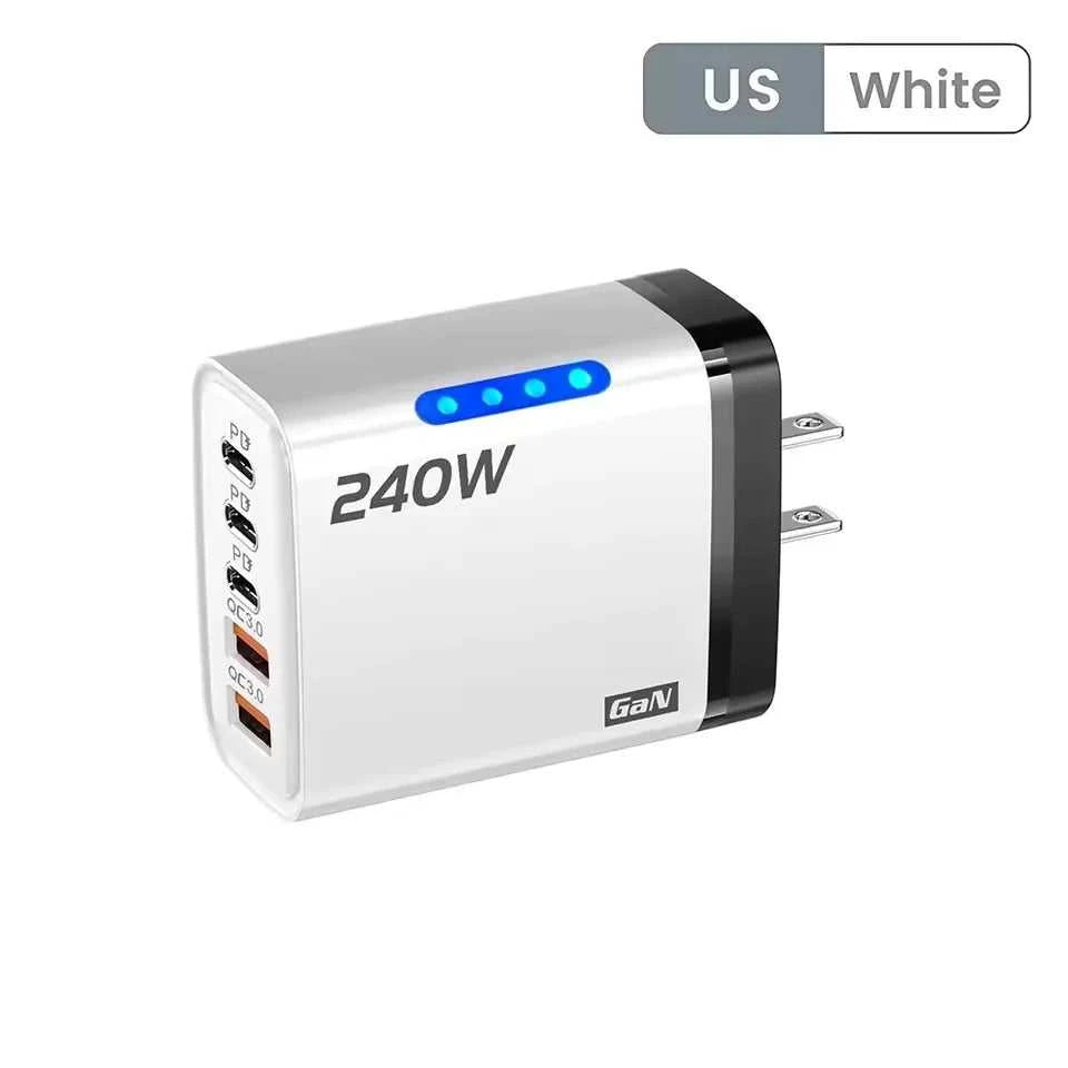 240W GaN 5 in 1 Fast Charging Phone Charger USB C Charger Power Adapter Type C EU/US Plug Wall Charger For iPhone Samsung Xiaomi Éditions Traditions & Modernité Inc. 185980705;20260611;1781193668S8OPR