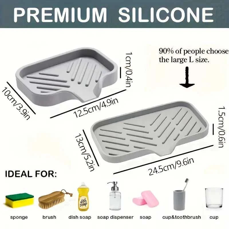 Silicone Faucet Mat Kitchen Sink Tray Soap Dispenser Sponge Drain Pad Sink SplashDrying Mat Countertop Storage Tray SoapTray Éditions Traditions & Modernité Inc. 185982422;20260611;1781193884kynYA